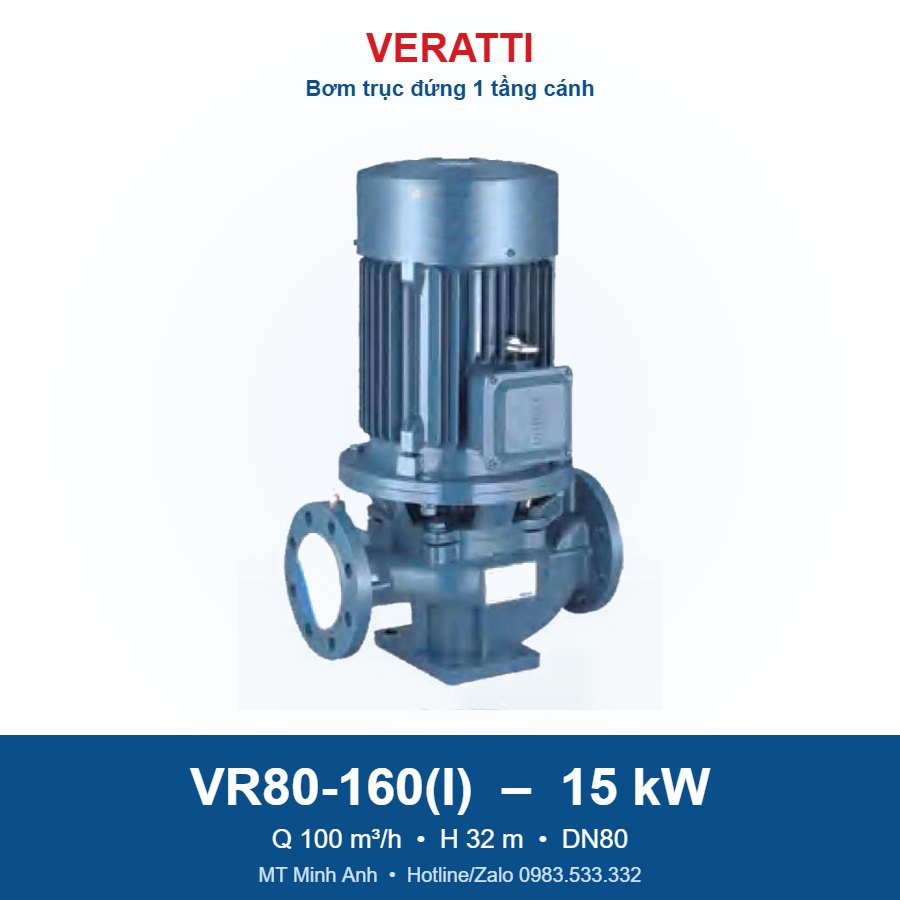 Bơm trục đứng 1 tầng cánh Veratti VR80-160(I) 15kW Bơm trục đứng 1 tầng cánh Veratti VR80-160(I) 15kW