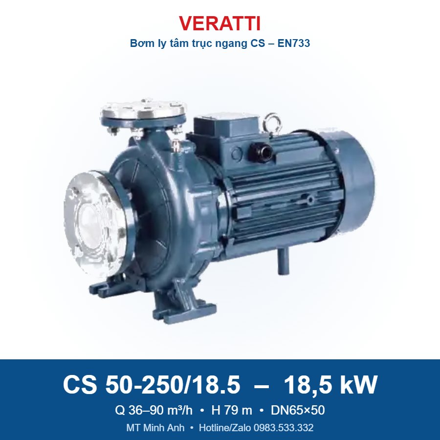 Bơm trục ngang Veratti CS – bơm ly tâm trục ngang EN 733