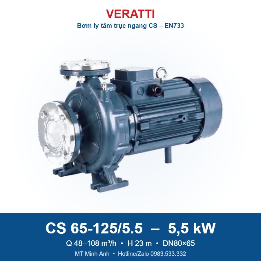 Bơm trục ngang Veratti CS65-125/5.5 5,5kW Bơm trục ngang Veratti CS65-125/5.5 5,5kW